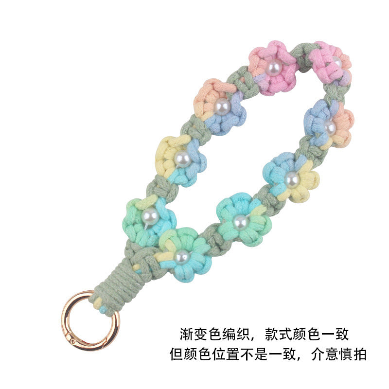Wholesale pure hand-woven gradient daisy key chain